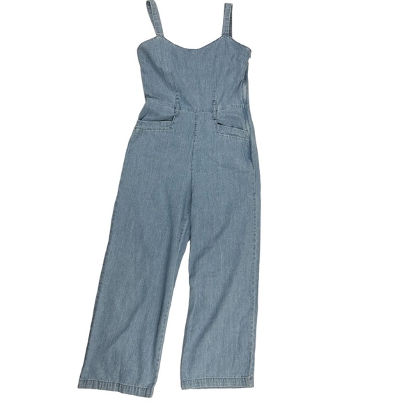 Rewash Pants - Rewash Sz XS Wide Leg Cropped Denim Jean Overalls Jumpsuit Womens Romper